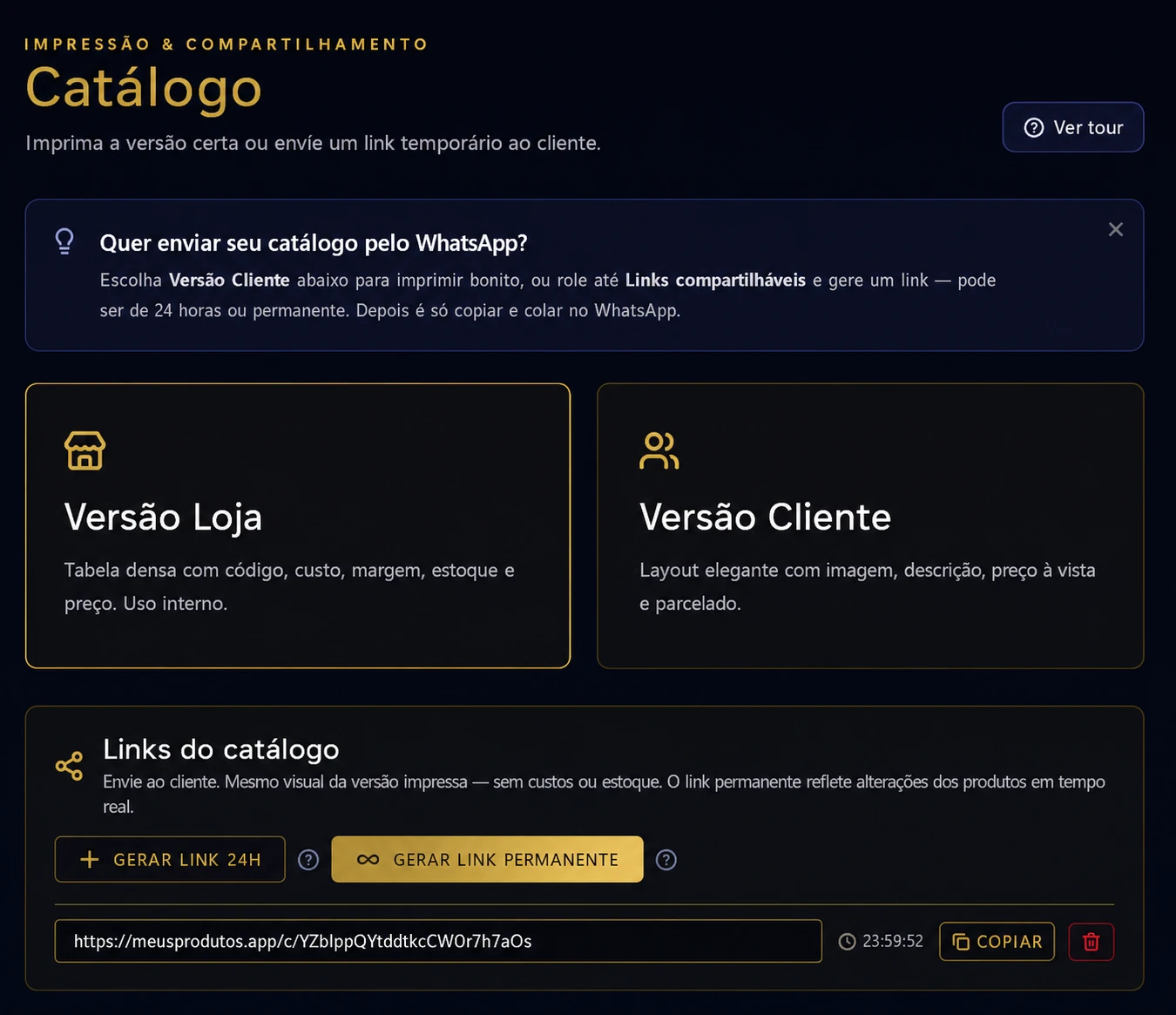 Imprima em PDF ou mande um link
